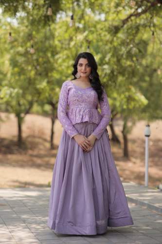 Trending Fashionable Lehenga With Pure Viscose Dayble Flower Design & Sequins Embroidered Work
