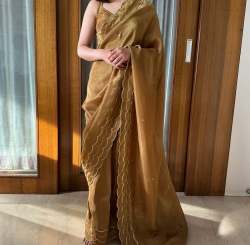 Beautiful And Premium Gold senora silk saree
