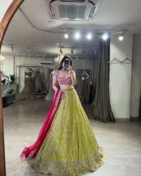 Classical And Premium Georgette Lehenga With Beautiful Shimmer Dori Work