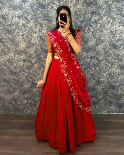 Experience Timeless Tradition Silk Lehenga Choli Plain With Sequence Work