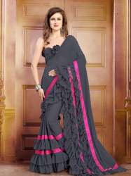 Floral Print,Solid/Plain Bollywood Georgette Saree