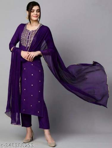 Exclusive And Classical Embroidered Rayon Slub kurta set