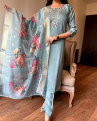 Fresh Arrival Viscose Chanderi Kurti Bottom Dupatta