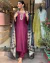 New Launched Embroidered Vicose Chanderi kurta set thumb 2