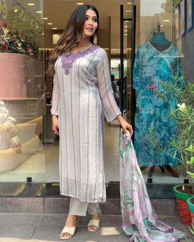 Pure Tebby Silk Kurta Set With Embroidered Work