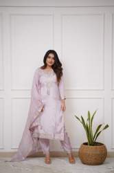 Viscose Chanderi Trendy Embroidered kurta set