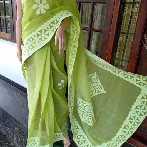 Applique work Saree  by S K Art Crafts