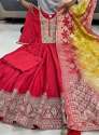 Anarkali Flared Kurti Pant Dupatta Set With Dupatta thumb 2