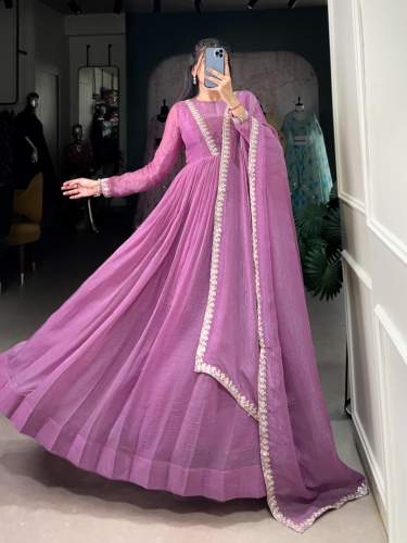 Hot fix With Sequins Work Silver Glory Gown With Dupatta