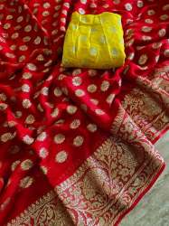 Pure viscose Zari Weaving Border Georgette Saree