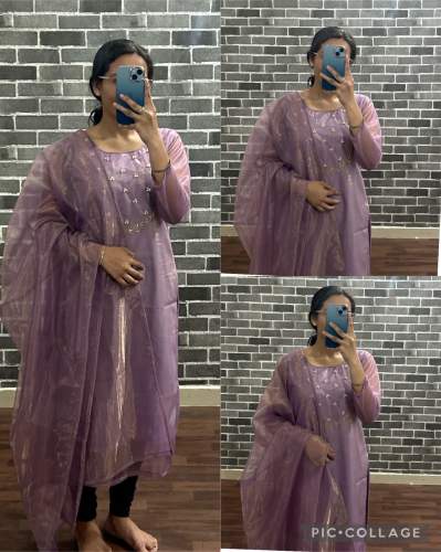 Twill Tissue Net Handwork Kurti With Dupatta by hinglaj creation