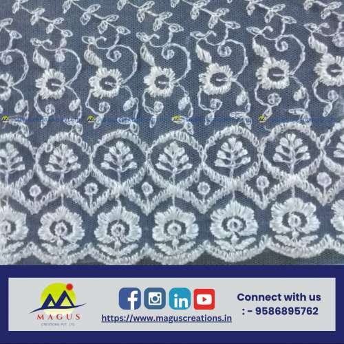 Embroidered Net Fabric In Surat by MAGUS CREATIONS