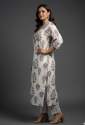 Off White Block Print Cotton kurta Set thumb 1