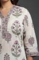 Off White Block Print Cotton kurta Set thumb 4