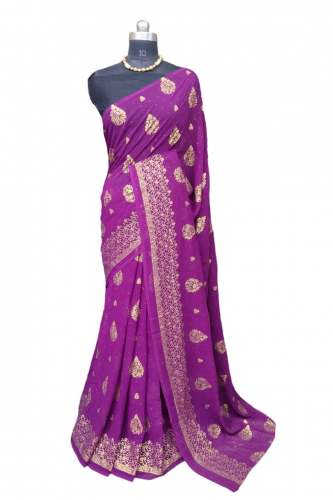 Foil Print Job Work On Beautiful Saree