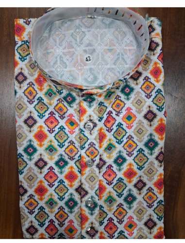 Vibrant Printed Cotton Kurta  Geometric Festive Edition