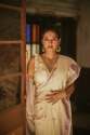 Handwoven Chalchitra Pink Purple Jamdani Saree in White base