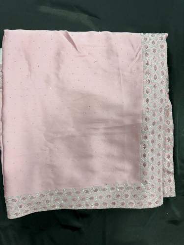 Exclusive Designer Japan Satin swarovski stone work Saree With Readymade Blouse by Dwiti Enterprise