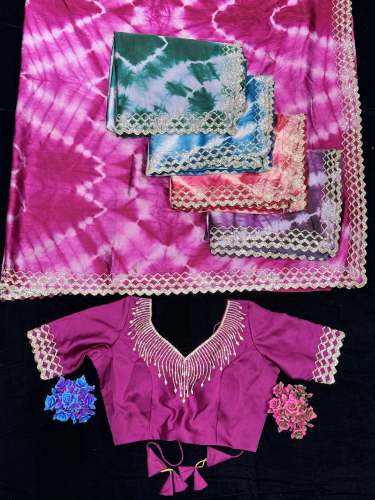 Fabulous Sibori Print With Siroski Work Japan Satin Saree With Readymade Blouse