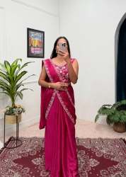 New Launching Embroidered Lace Border Ready To Wear Saree