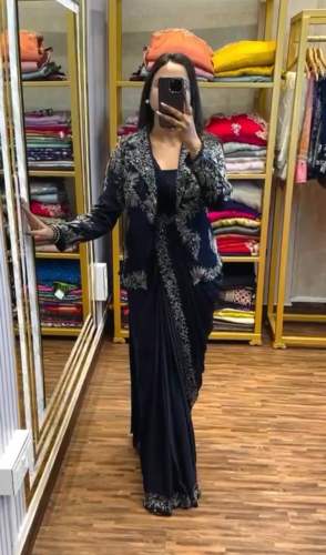 Superhit Embroidery Work Ready To Wear Saree With Koti