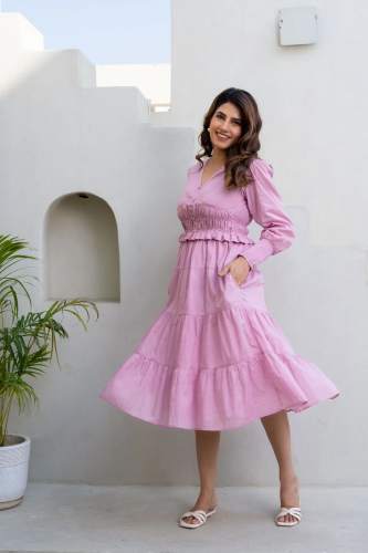 ROYAL PINK BUTTON MULMUL max by Heena boutique