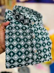 ChikanKari Green Mens Kurta
