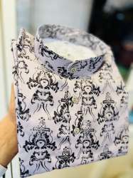 White Black Printed Mens Kurta