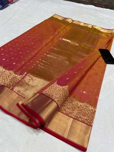 Beautiful Orange Shade Chanderi Handloom Saree by Sawariya Seth Chanderi Saree