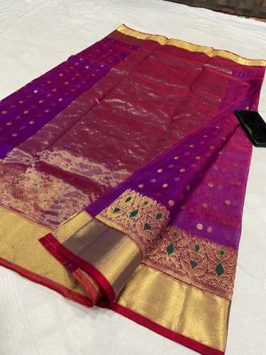Beautiful Purple Shade Chanderi Handloom Saree by Sawariya Seth Chanderi Saree