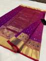 Beautiful Purple Shade Chanderi Handloom Saree