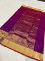 Beautiful Purple Shade Chanderi Handloom Saree thumb 2