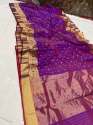 Beautiful Purple Shade Chanderi Handloom Saree thumb 3