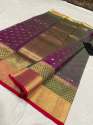 Beautiful Purple Shade Chanderi Handloom Saree thumb 4