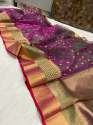 Beautiful Purple Shade Chanderi Handloom Saree thumb 5