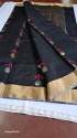 Black chanderi Silk Saree 