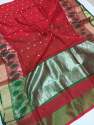 Chanderi silk Saree In Red  thumb 1