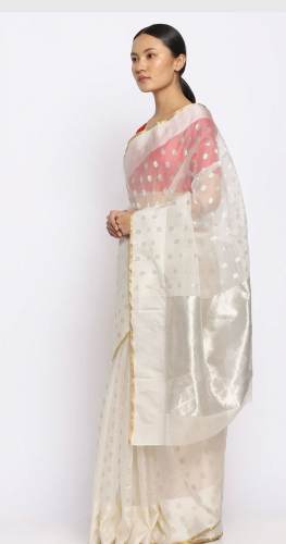 Unique White Chanderi Pure Silk Saree  by Sawariya Seth Chanderi Saree