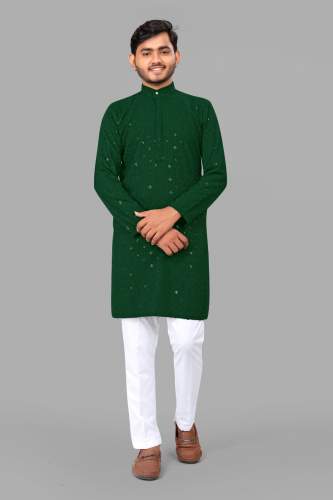 Chikankari﻿ Pattan Mens Kurta