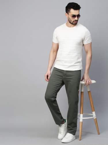 Men Rico Slim Fit Cotton Lycra Trouser With 5 Pocket by Grapes Fabrics Pvt Ltd