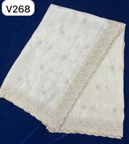 Tissue Fabric Embroidered 4 side Dupatta  by toms globe