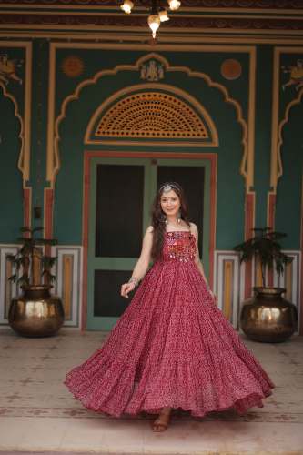 Bandhani Print Work With Kutchi Patchework Gown