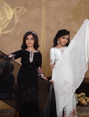 Designer Chinon Silk Fabric Kids Sharara Suit