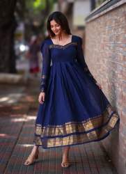  Lichi Silk Jacquard Weaving Lace Border Kurti