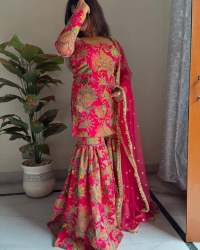 Sequence Embroidery Work Sharara Suit