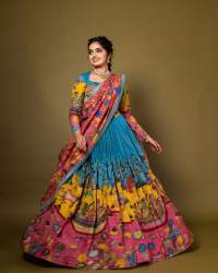 Tussar Silk Kalamkari Print Fancy Lehenga