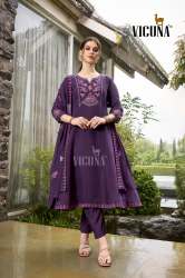 Mal Chanderi Embroidery Kurti Purple Wholesale - Retailers & Boutiques(230)