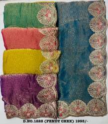 Fandy Checks Embroidered Saree