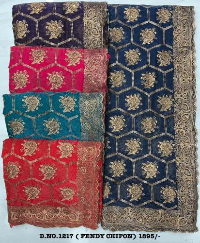 Stylish Fendy Chiffon saree by Kalyani Creation