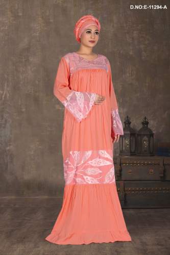Elegant Peach kaftan with Lace Accents by Gajiwala Export